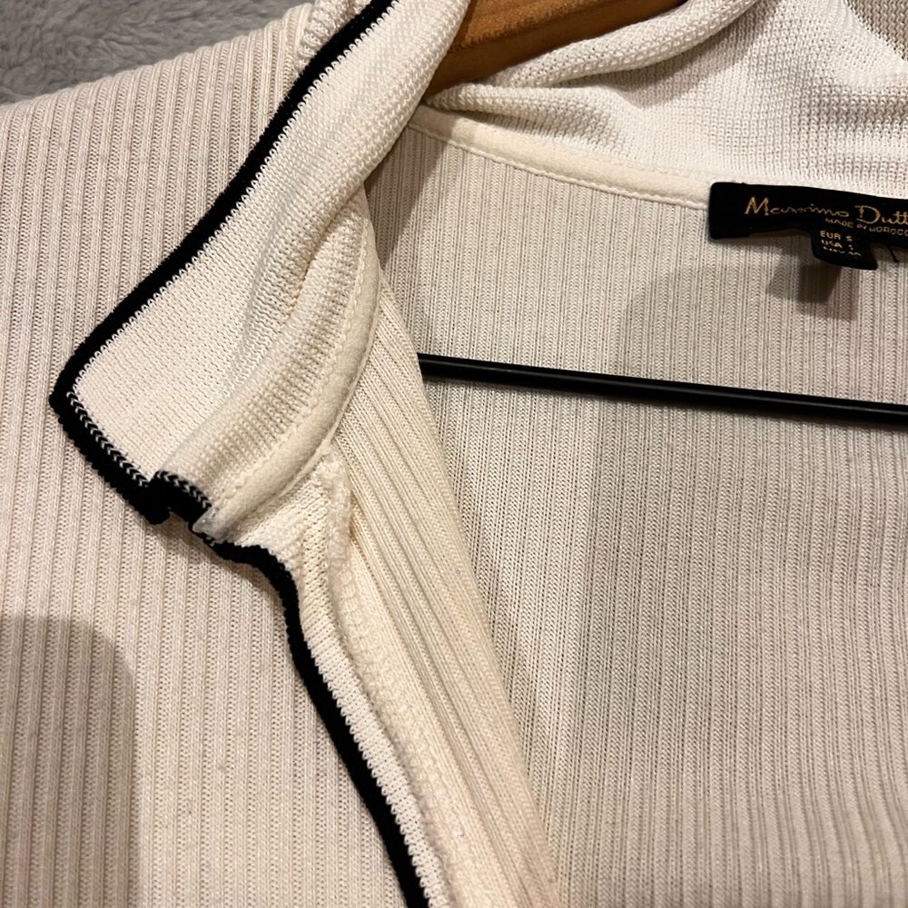 Massimo Dutti Cream Ribbed Top - Picture 4 of 5